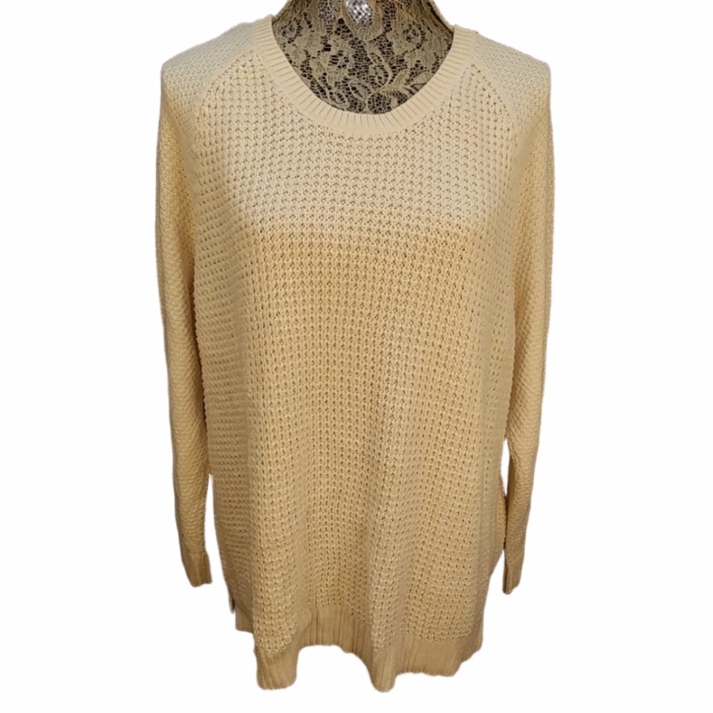 Sonoma 1X Cream Waffle Knit Tunic Sweater Long Sleeve Plus Size